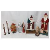 Vintage Wood & Resin Santa Claus Figures - 7