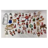 Vintage Painted Wooden Candleholder & Ornaments