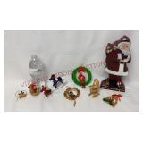 Musical Hand Painted Santa Claus & Wood Ornaments