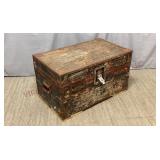 Vintage Wooden Flat Top Trunk / Foot Locker