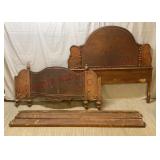 Art Deco Full Size Bed Frame w Curved Footboard