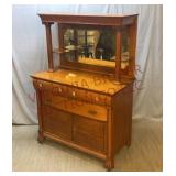 Antique Tiger Oak Sideboard Buffet w Upper Gallery