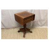 Antique Mahogany Drop-Leaf 2-Drawer Sewing Stand