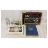 Nautical Shadow Box, Ship in a Bottle & Books