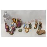 Vintage 1990s Hand Painted Plaster Nativity Set