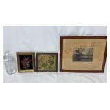 Vtg Paint on Velvet, Tapestry & Hand Colored Print