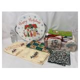 Happy Holidays Tray & Christmas Linens / Towels