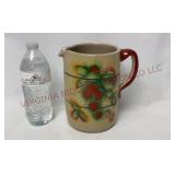Vintage Stoneware Strawberry Pitcher - 7.5" tall