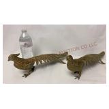 Mid Century Brass Long-Tailed Pheasant Figurines