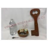 Bowl of Keys, Fuses & Matches, Wooden Key Rack