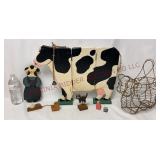 Vintage Farmhouse Decor & Cow Basket