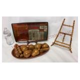 Soho Loft Tray, Wooden Fruit & Bamboo Easel Stand