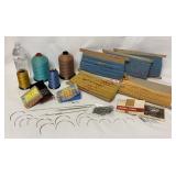 Vtg Upholstery Thread, Needles & Gimp Braid Trim