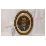 Antique Convex Bubble Glass Framed Portrait