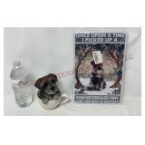Schnauzer Puppy in Cup & Mini Schnauzer Sign