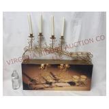 Reindeer Centerpiece Metal Candle Holder w Box