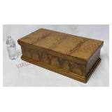 Vintage Hand Painted Wooden Hinged Lid Chest