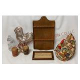 Vintage Kitchen Decor, Spoon Rack, Salt & Pepper