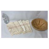 Fabric Napkins & Wood Burned Dough Bowl