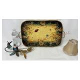 Hummingbird Candle Lamp, Butterfly Tray & Shade