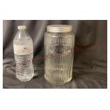 Antique Ribbed Glass Hoosier Coffee Canister Jar