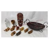 Wooden Napkin Holders, Goblet & Mask, Basket