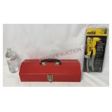 16" Metal Tool Box & NEW Stanley Riveter Tool