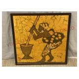 Vintage Framed African Batik Textile Art - 30"x30"