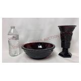 Avon Cape Cod Ruby Glass Bowl & Vase