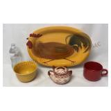 Rooster Platter, Temptations Hen, Soup Bowl & Mug