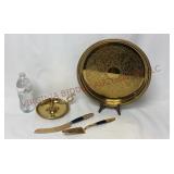 Vintage Brass Chamberstick, Siam Utensils & Tray