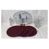 Starry Night Platter, Insel Place Mats & LSA  Vase