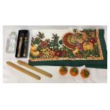 Vintage Thanksgiving 52"x52" Tablecloth & Candles