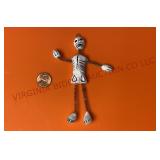 Vintage Folk Art Plaster & Spring 4.5" Skeleton