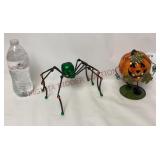 Green Metal Spider & 7" Bouncing Pumpkin