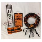 Fall Halloween Signs, Table Runner, Spider, Wreath