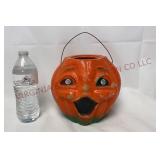 Vintage Papier-Mache Jack-O-Lantern Candy Bucket