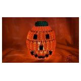 Vintage Lighted Safety Pin & Bead Jack-O-Lantern