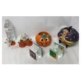 Halloween Candleholders, Figurines & Candy Bowl