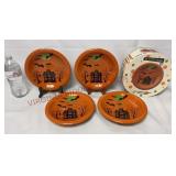 Hand Painted Halloween Dessert Plates - Set of 4