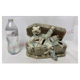 Vintage Lighted Skeleton Mummy Coffin - Ceramic