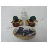 Mallard Duck Bookends & Franklin Mint Plate