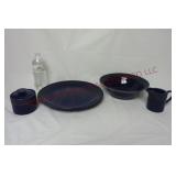 Cobalt Blue Sango Stoneware Serving Pieces