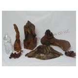 Wood Knothole Mirror & Other Wooden Pieces