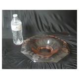 Pink Depression Glass Console Bowl w Rolled Edge