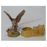 Porcelain Owl Figurine & Owl Planter