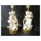 Vintage Colonial Couple Lamps ~ Approx 15" Tall