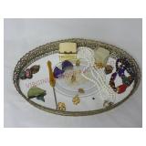 Mirrored Vanity Tray w Jewelry & Shoe Button Hook