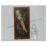Hand Carved Frame w/ Real Feather Bird Picture