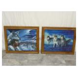 Indian & Wolves Framed Prints ~ 23.25"x 19.5"